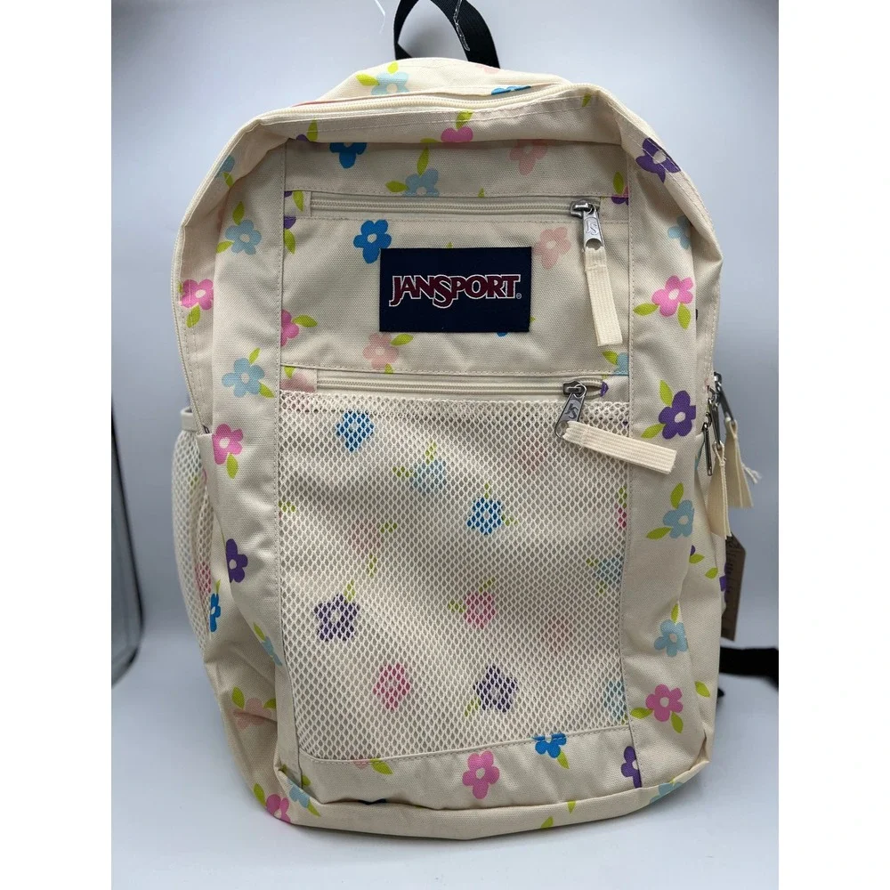 NWT JanSport Duo Pack Backpack Floral Cutout Cream Multi 32L BACK T SCHOOL